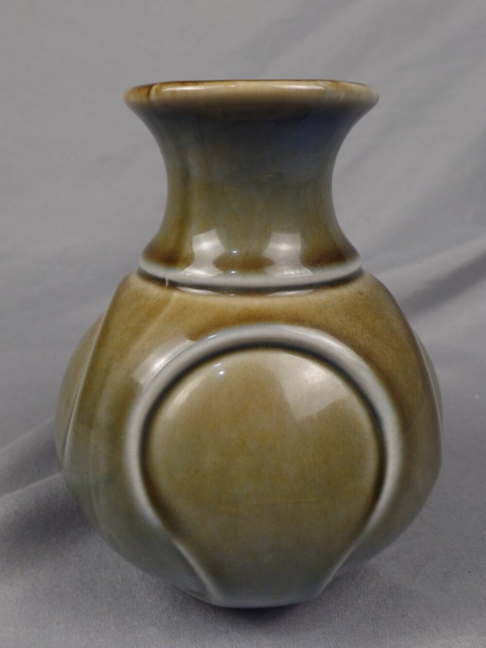 Vintage Wade Porcelain Vase Made in Ireland Olive Green and Blue MCM 4.75"